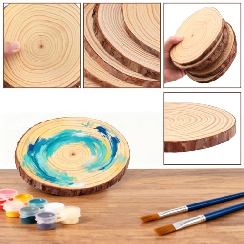 FSWCCK 6 Wood Slices 6-7in, Unfinished Bark Discs for Centerpieces - size: 6 Pcs 6"-7"