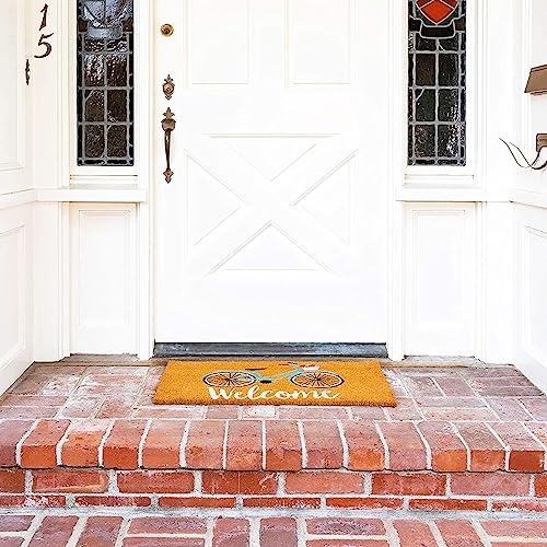Juvale Coir Welcome Mat - 30 x 17 in, Natural, Modern Bicycle Design - Outdoor Welcome Mat & Entrance Doormat - Coir Doormat for Summer Outdoor Use - color: 30 X 17 In, Natural, Modern Bicycle Design