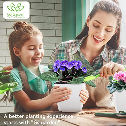Self Watering Planters for Indoor Plants, 5.2 Inch 6 Pack Square Plastic Plant Pots with Water Level Indicator & Drainage System for African Violet Herbs Succulents - White - color: White Pack of 6