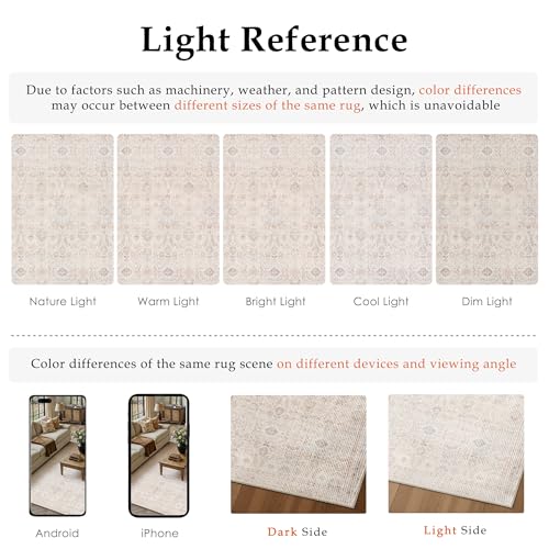 3x5 Apricot Area Rug Neutral Distressed Carpet - color: Accent | Beige Multi, size: 3' x 5' (Rectangular)