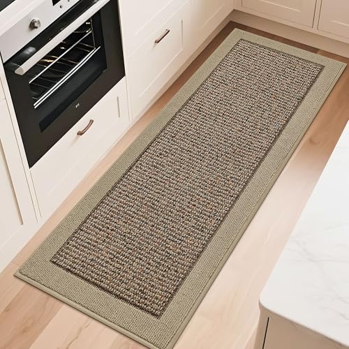 BEQHAUSE Kitchen Runner Rug 24"x60", Non Slip Kitchen Mat Washable, Taupe - color: Taupe, size: 24" X 60" (Rectangular)