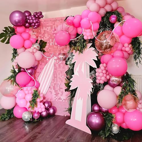 Patimate Pink Balloons Set 50 pcs 12 inch Metallic Hot Pink Latex Balloons - color: Metallic Hot Pink