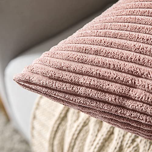 MIULEE Decorative Corduroy Throw Pillow Covers Set of 2 16x16 Blush Pink - color: Blush Pink, size: 16" x 16" (Pack of 2)