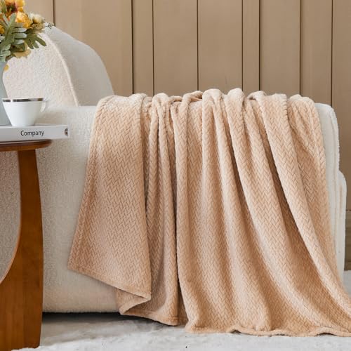 NEWCOSPLAY Fleece Leaves Pattern King Blanket, Brown, 90"x110" - color: Brown, size: King(90"x110")