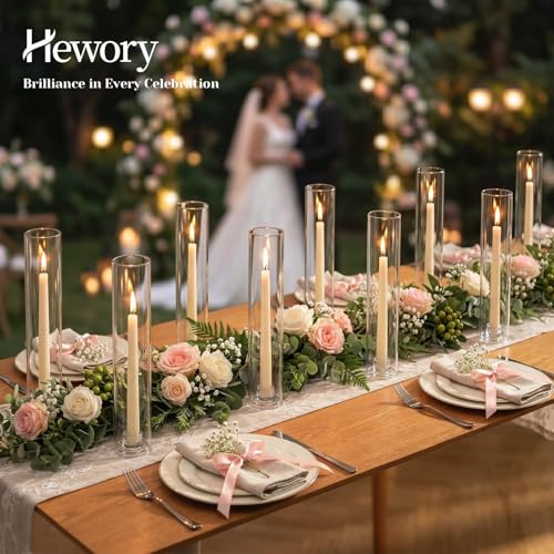 Hewory Hurricane Glass Candle Holders: 24 PCS Chimney Covers Bulk 12.6" H