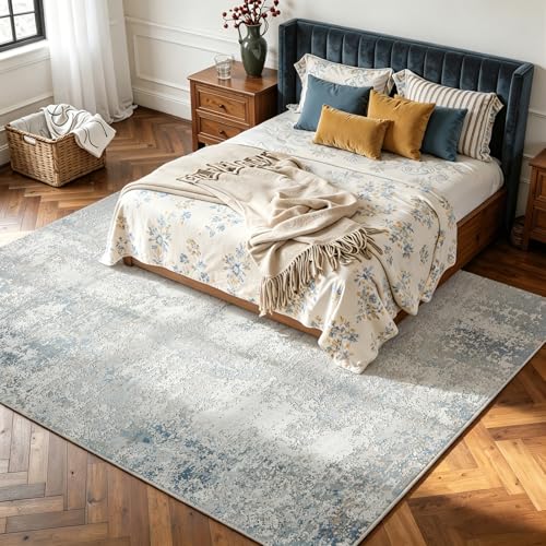 8x10 Washable Area Rugs for Living Room,Bedroom,Dining Room - Beige Blue - color: Wathet-griege-maize Yellow-brown-beige-blue-white, size: 8' x 10' (Rectangular)