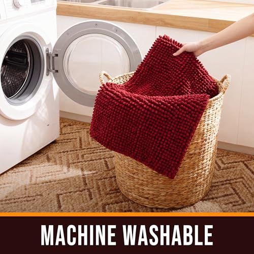 Chenille Bathroom Rug 24"x16" Extra Soft Absorbent Quick Dry Rugs, Red - color: Red, size: 1'4" x 2' (Rectangular)