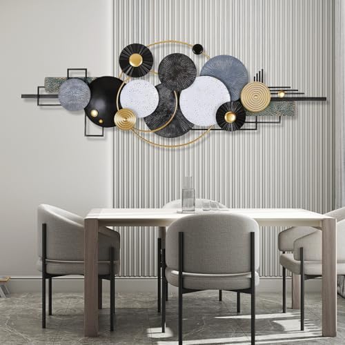 Lucky Monet Large Metal Wall Art, Metal Wall Decor for Living Room, 59.1" x 21.3" 3D Modern Abstract Wall Sculpture Accent Hanging Artwork Decorations for Bedroom Dining Room Entryway Home & Office - color: Style 5