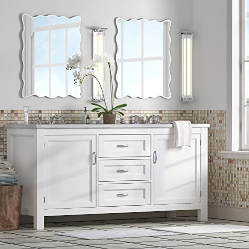 KOHROS 18x24 Inch Frameless Wavy Bathroom Vanity Mirror for Over Sink - color: Wavy, size: 18"L x 24"W