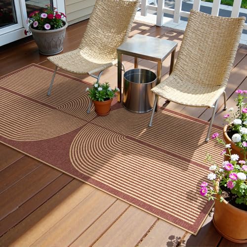 Lahome Modern Rainbow Easy Jute 2x6 Runner Rug, Red Kitchen Runner - color: Red Rainbow, size: 2' x 6' (Runner)