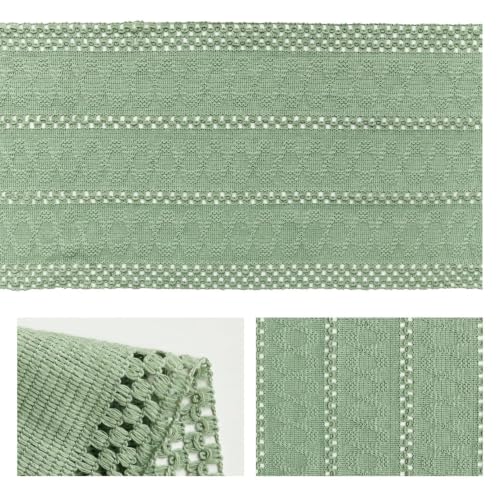 Artoid Mode Light Green Woven Farmhouse Hollow Table Runner 12x36 Inch - color: Light Green, size: 12" x 36", Table Runner