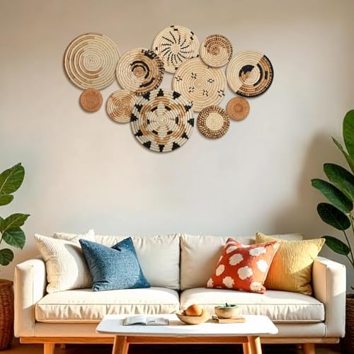 Tatuo 11 Pcs Boho Wall Basket Decor Woven Wall Hanging Art, Artistic - style: Artistic