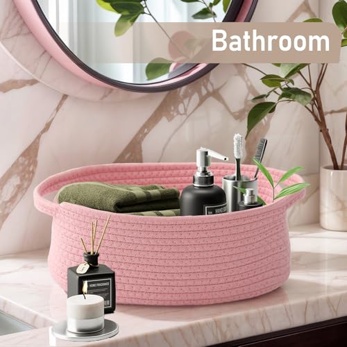 JMvicyroam Small Woven Basket, Empty Gift Basket, Pink/3 Pack - color: Pink, size: 3 Pack