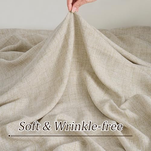 RAIN CITY Beige Linen Curtain Panels with Pinch Pleat,Texture Pleat Semi Sheer Fabric Boho Neutral Back Tab Pinch Pleat Hooks Rings Window Curtain 84 Inches Long 42 Inch Wide Each Panel Set of 2 - color: Beige, size: 42"W x 84"L (Pack of 2)