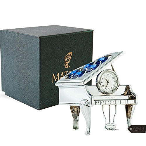 Matashi Silver Plated Vintage Piano Desk Clock - color: Silver