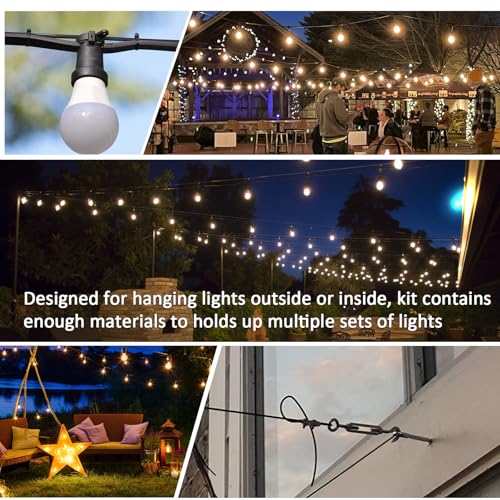 String Light Hanging Kit, All-Black Globe String Lights Suspension - size: 3/16 In. X 50 Ft.