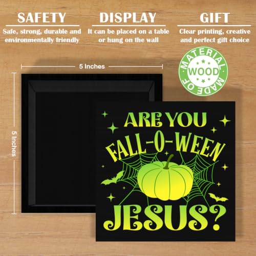 Christian Halloween Decor Religious Halloween Pumpkin Wood Sign for Home Office Bedroom Desk Table Shelf Decor, Are You Fall-O-Ween Jesus - color: Christian Halloween 02