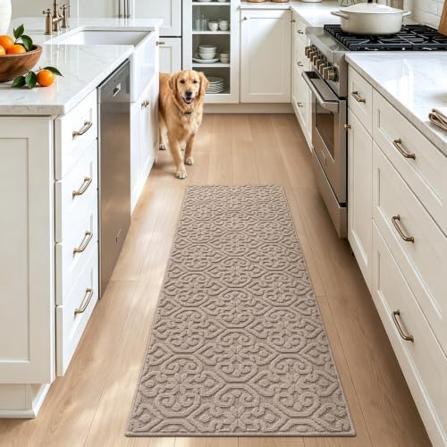 DEXI Hallway Runner Rug Non Slip, 2x6 Washable Runners Carpet, Beige - color: Beige, size: 24" X 72" (Runner)