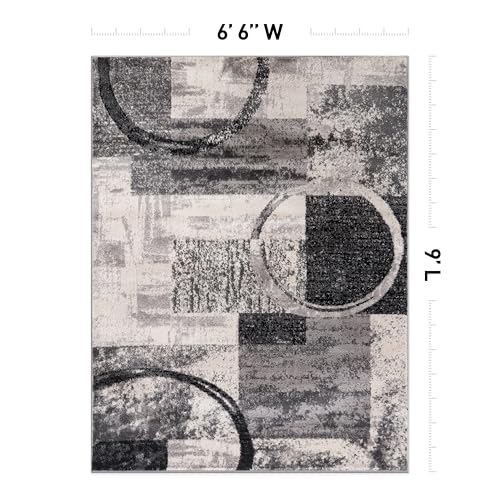 Rugshop Circle Design Contemporary Fade-Resistant Area Rug Cream 6'6" x 9' - color: Cream, size: 6'6" x 9' (Rectangular)