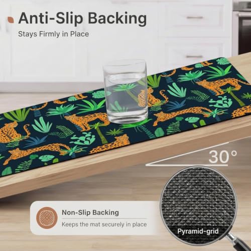 Kitchen Floor Mat 36x20in Waterproof Anti-Fatigue Kitchen Mats - color: Cheetah in Plant