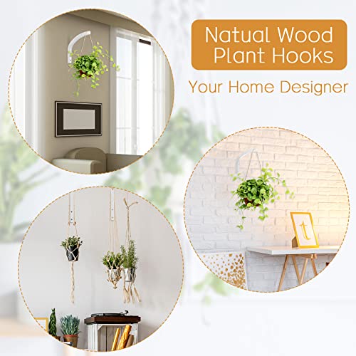 Juexica 4 Pack 8 Inch Wood Plant Hanger Wall Mount Bracket, White - color: White