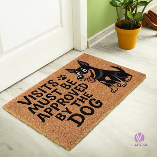 Funny Coir Door Mats Outside and Inside, Dog, 17 x 30 in - color: Dog