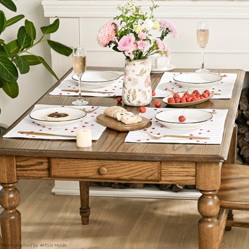 Artoid Mode Red Christmas Woven Rustic Placemats Set of 4-12x18 Inch - color: Red, size: 12" x 18", 4 Pcs