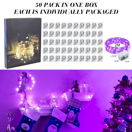ZGWJ 50 Pack Purple Fairy Lights, Mini String Lights - color: Purple, size: 50P