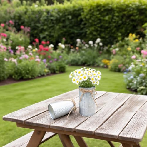 6" High Rustic Metal Mason Jar Vase Centerpiece for Table, Silver, 2 pcs - color: Silver