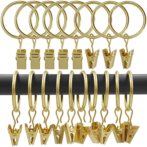 LLPJS Curtain Rings with Clips, 1.26 inch ID, 100 Pack, Gold - color: Gold, size: 1.26" I D Set of 100