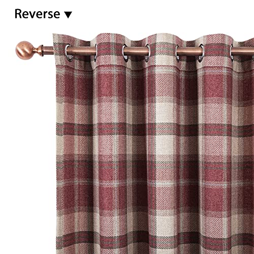 always4u Classic Red Plaid Curtains Highland Woolen Look Tartan Farmhouse Window Treatment Grommet Checked Curtains for Living Room Bedroom 2 Panels 54 * 84 Inches - color: Classic Red, size: 54"W x 84"L (Pack of 2)