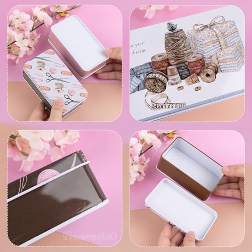 Framendino, 5 Pack Mini Tinplate Tin Boxes Trinket Jewelry Coin Containers for Jewelry Storage Case (Random Color) - color: Sewing