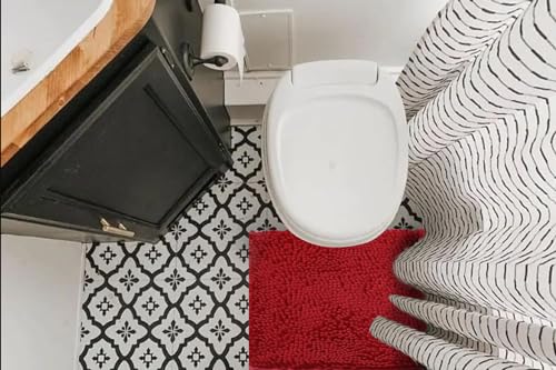 Non-Slip Bath Rug,Extra Soft Microfiber Bedroom Shag Carpet with Anti-Slip Backing,Water/Dust Absorbent Fast Dry Shower Mat,Sound Insulated Stairs Pad,Machine Washable (Red,15 x 23 Inches) - color: Red, size: 15"x23"