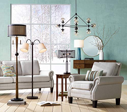 Regency Hill Seneca 56" Tall Bronze Twin Arm Gooseneck Floor Lamp