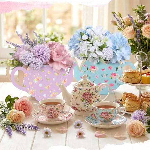 Cinnvoice Wooden Centerpieces for Table, Tabletop Boxes, 6, Tea - style: Tea