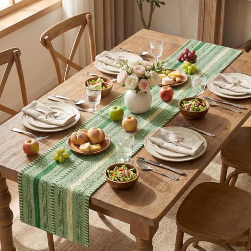 Artoid Mode Emerald Farmhouse Stripe Braided Table Runner 12x72 Inch - color: Emerald, size: 12" x 72", Table Runner