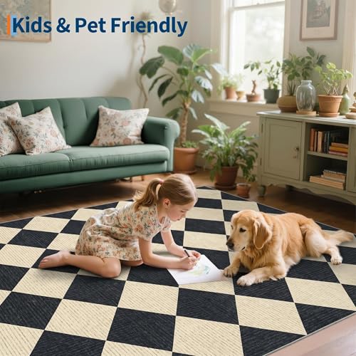 GarveeHome Checkered Rug Runners 2.5x8 Non Slip Kitchen Runner for Hallway - color: Dark/Coffee, size: 2'6" x 10' (Rectangular)