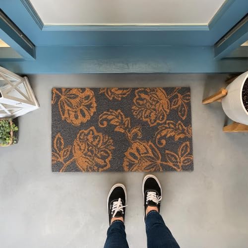 Coir Door Mat Front Door Decor Welcome Mat Gray 30x17 - color: Grey
