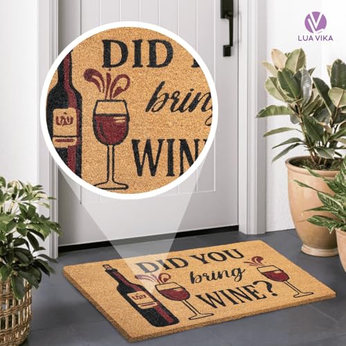 Funny Coir Door Mats Outside and Inside, Wine, 17 x 30 in - color: Wine