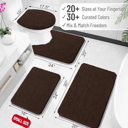 OLANLY Toilet Rugs U-Shaped 20x20, Soft Absorbent Chenille Contour Rugs - color: Brown, size: 20" X 20" Contour Rug