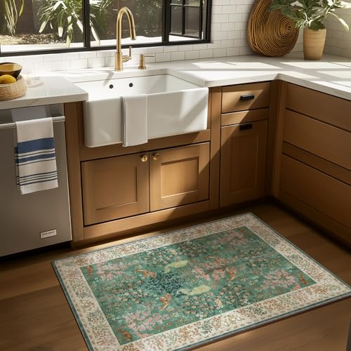 2x3 Washable Throw Rugs for Entryway: Small Area Rug Door Mat Indoor Entrance Non-Slip Low Pile Soft Kitchen Rug for Front Door Indoor Entrance Entry Bedroom Kids Room - color: Animal-bright Green, size: 2' x 3' (Rectangular)