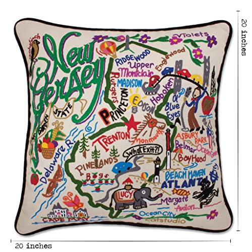 Catstudio New Jersey Hand Embroidered Pillow, Decorative Throw Pillow - color: New Jersey