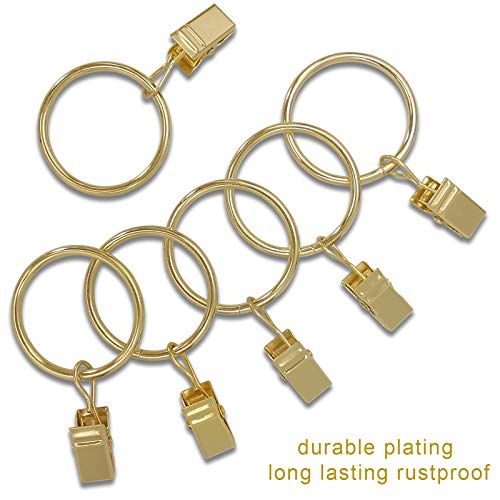 LLPJS Curtain Rings with Clips, 1.26 inch ID, 100 Pack, Gold - color: Gold, size: 1.26" I D Set of 100