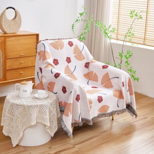 Erke Boho Throw Blanket Cushion Cover Sheet Blanket Chair Recliner Cover Rug Hanging Tapestry Furniture Slipcover (Ginkgo Leaf, 50" X 70") - color: Ginkgo Leaf