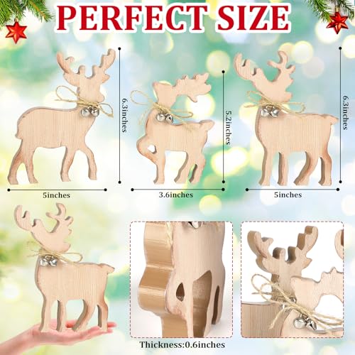 COCHIE Cute Christmas Tiered Tray Decor Indoor, Wooden Reindeer Christmas Tabletop Decorations and Xmas Tree Centerpiece, Reindeer Sign Standing Elk Decor for Home Party Decorations (Brown) - style: Brown