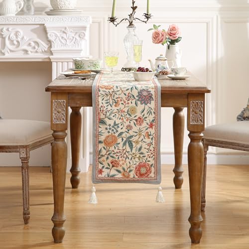 bilin gaier Designer Vintage Linen Table Runner,71"x12"-Flowershadow - color: Flowershadow, size: 12"*71"