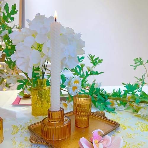 Glass Candlestick Holders, Taper Candle Holders, Set of 3, Amber - color: Amber, size: 3 PCS
