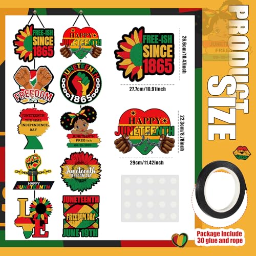 CroBlissful 2 Sets Juneteenth Decorations Door Banners Juneteenth Porch Signs African American Independence Day Door Banner for June 19th 1865 Independence Day Festival Wall Hanging Decor - style: Juneteenth