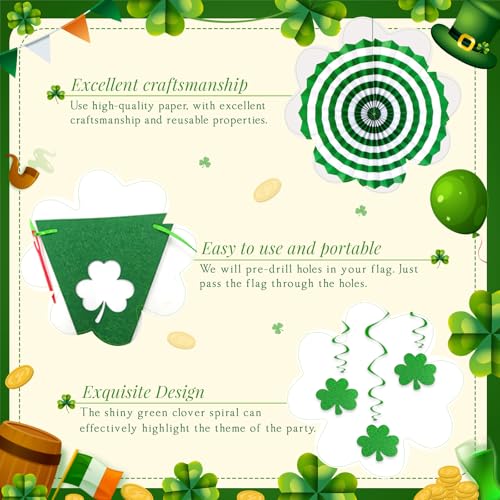 24 Pcs Green Birthday Decorations Kit, Paper Fans Pom Poms Banner 8-16 in - color: Green 2