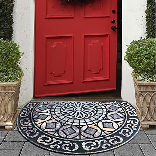 ubdyo Outdoor Rug for Patio, Door Mat Outside Entrance - Grey, 23" x 36" - color: XL Gray Round